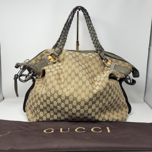Gucci Handbags - GUCCI Monogram Bamboo Tassel Shoulder Bag